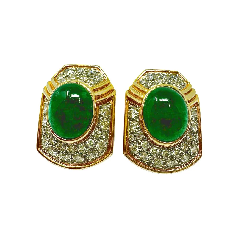 Custom silver earrings-Montreaux 18K Gold and Platinum Clip-on Earrings with Emeralds & Diamonds