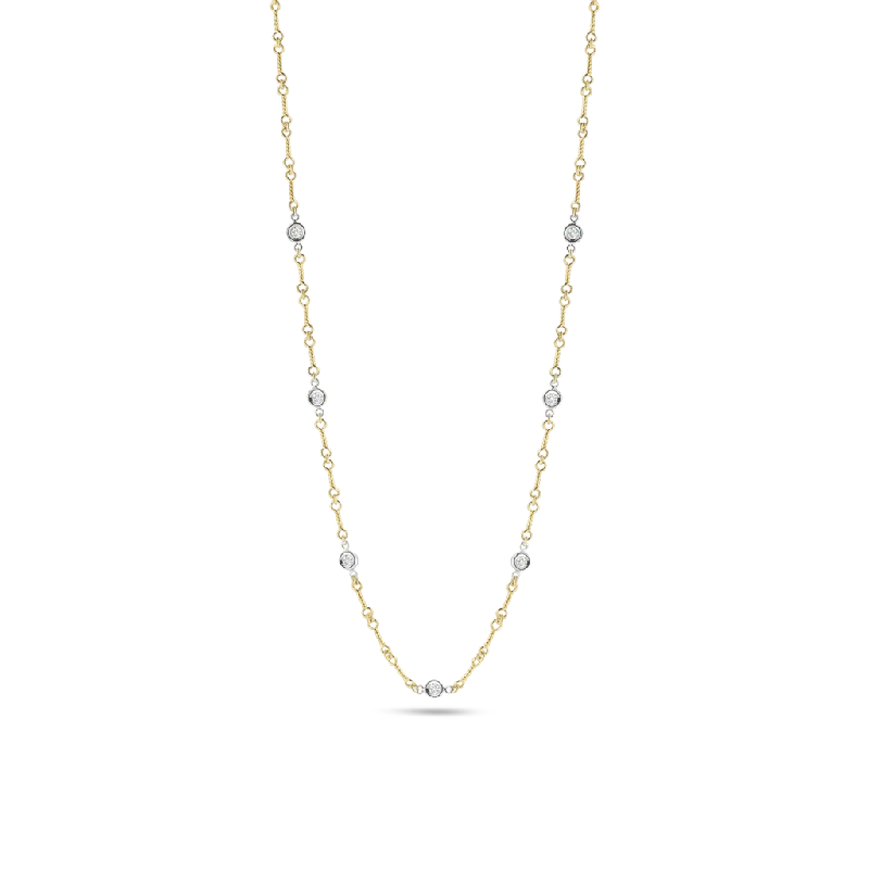 Bridal necklaces with crystals and pearls -18k Yellow Gold Diamonds by the Inch Dogbone Necklace