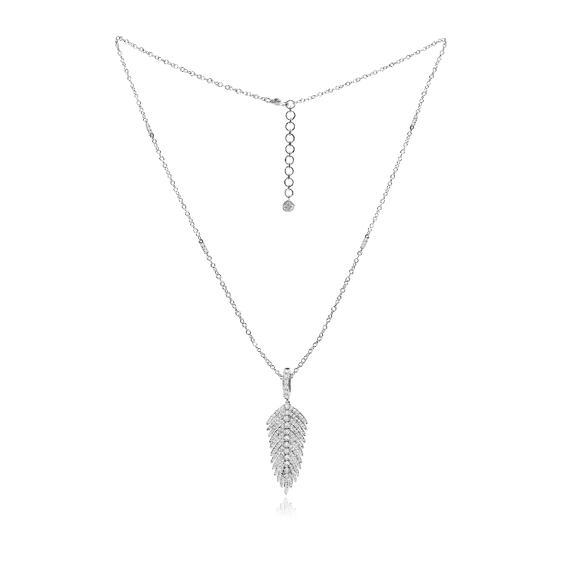 Elegant rose gold necklaces for luxury gifts -Jewels Diamond Feather Pendant