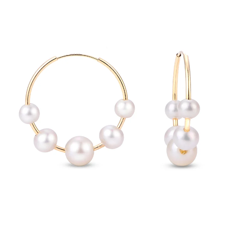 Multi-stone earrings-14KT Yellow Gold Freshwater Pearl Earring