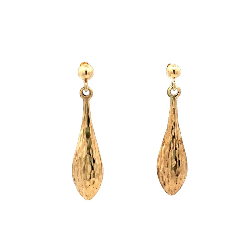 Large diamond earrings-Estate Diamond Cut Drop Earrings in Yellow Gold