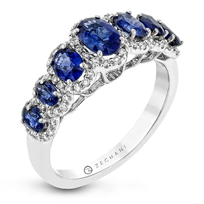 Luxury rings with sapphires -COLOR RING IN 14K GOLD WITH DIAMONDS ZR1785