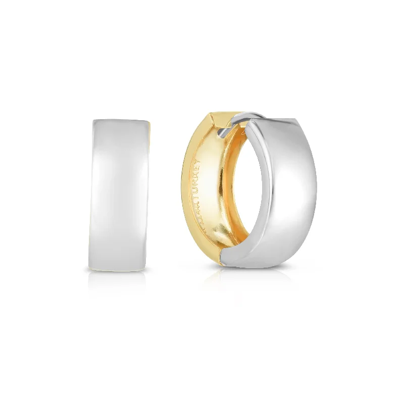 Gold earrings with diamonds-14K Gold Reversible Huggie Earring