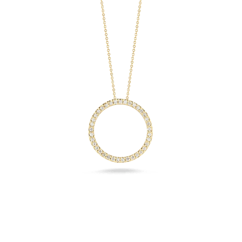 Custom engraved necklaces -Medium Diamond Open Circle Pendant