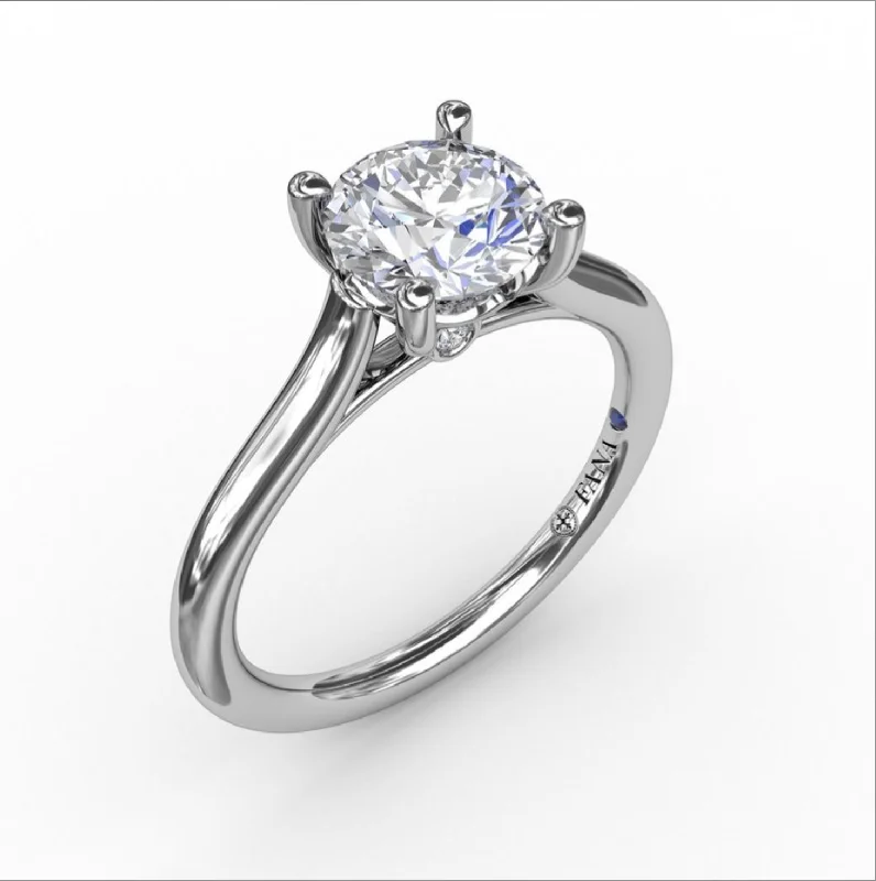 Elegant wedding rings with princess cut diamonds -Fana Classic Cathedral Solitaire Engagement Ring 4014