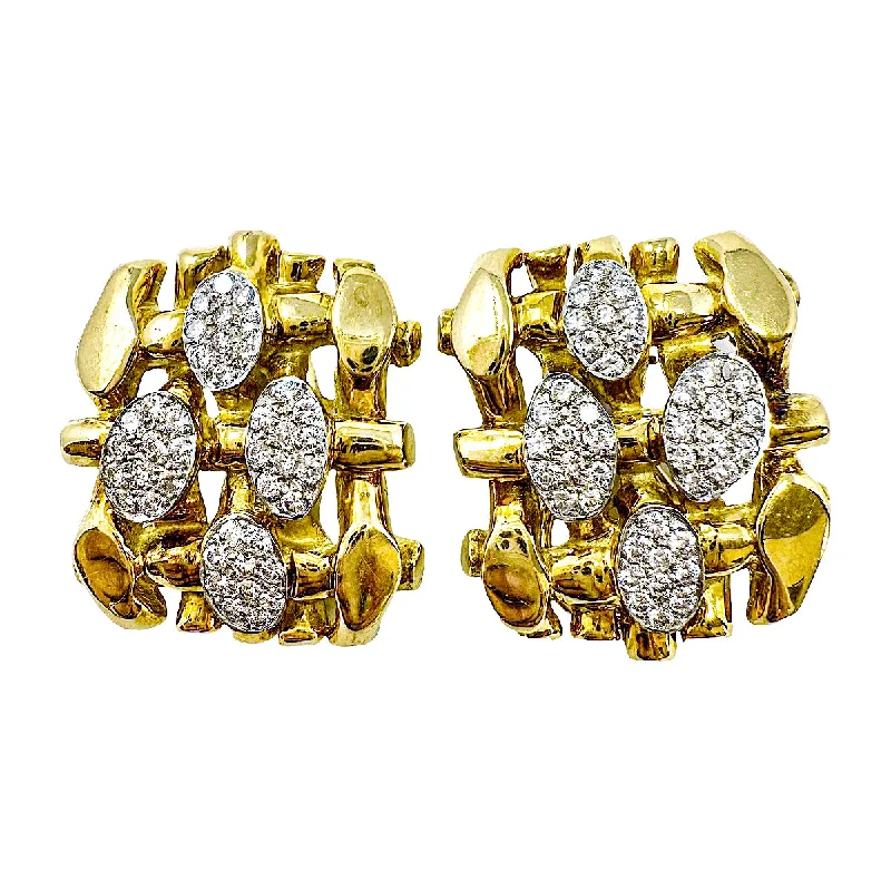 Silver stud earrings for men-Susan Berman 18K Gold Clip-on Earrings with Diamonds