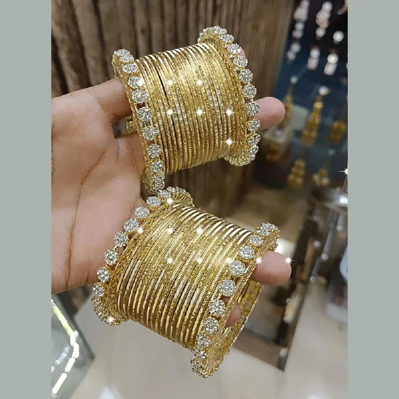 Gemstone-encrusted bangles for luxury jewelry -Pooja Bangles Gold Plated Bangle Set