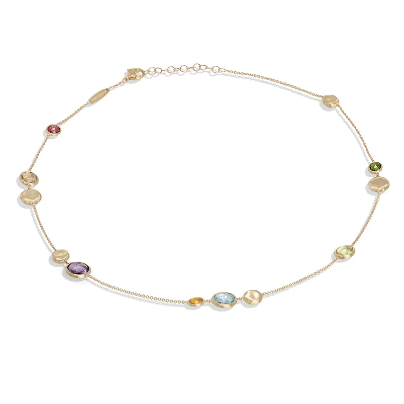 Birthstone necklaces for mom -Jaipur Color Collection 18K Yellow Gold Mixed Gemstone Necklace