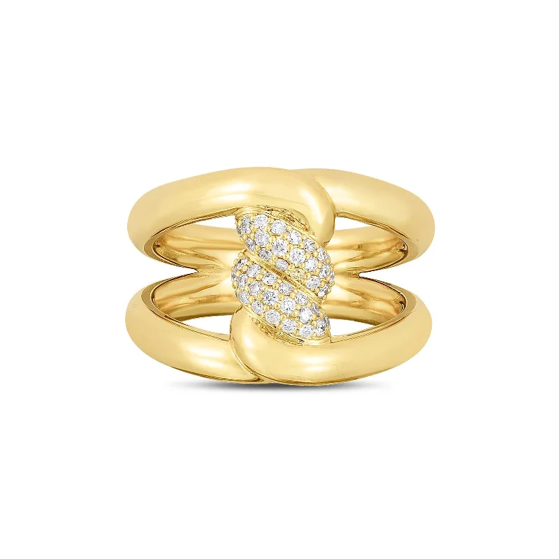 Bridal rings with halo settings -Cialoma Knot Link Ring with Accent Diamonds