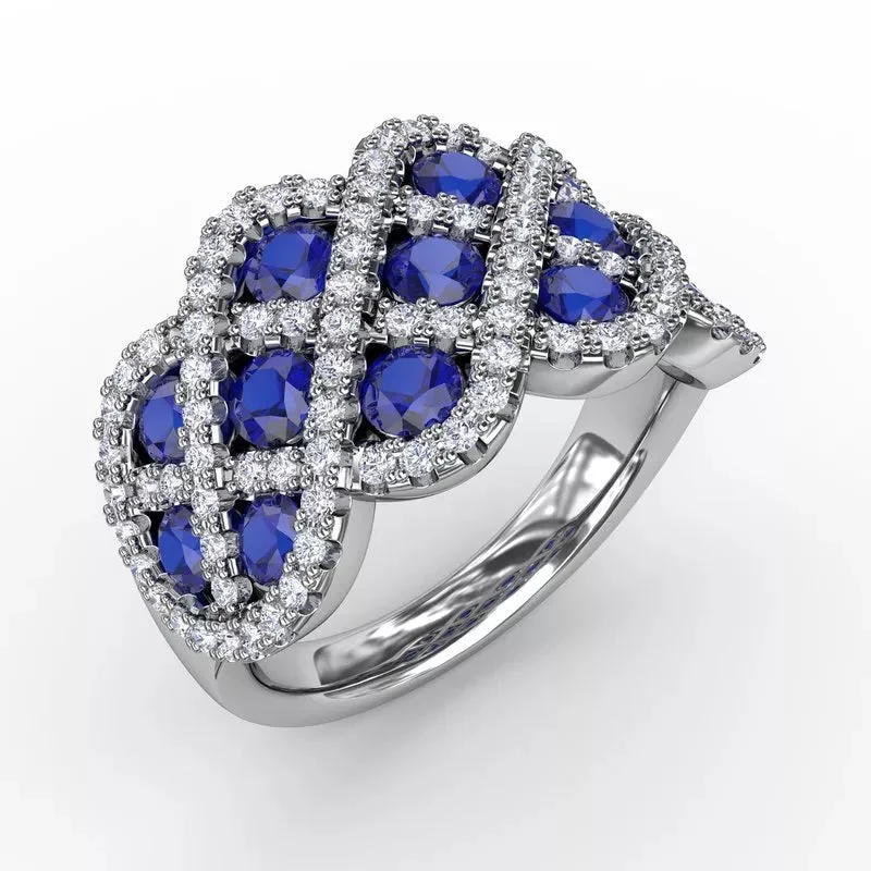 Personalized rings with special dates -You and Me Sapphire and Diamond Interweaving Ring 1370