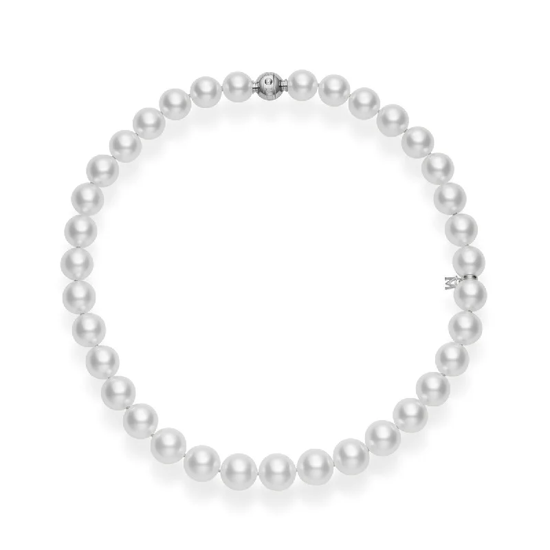 Chunky statement necklaces for fashion lovers -White South Sea Cultured Pearl Necklace in 18K White Gold