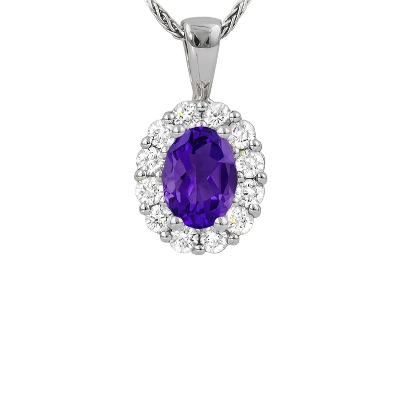 Infinity symbol necklaces for love -Amethyst and Diamond Halo Pendant