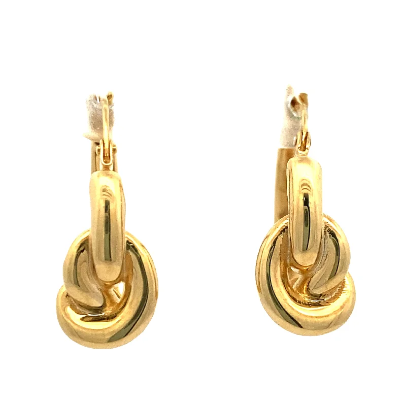 Clip-on earrings-Love Knot Hollow Hoop Earrings in Yellow Gold