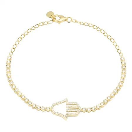 Stainless steel bracelets for modern fashion -14K Yellow Gold Diamond Hamsa Bracelet