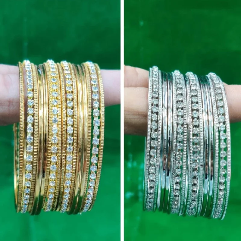 Personalized bangles with initials -Manisha Jewellery Oxidised Plated Austrian Stone Bangle Set