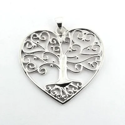 Silver hoop earrings-Southern Gates "Tree of Life" Heart Pendant and Earrings in Sterling Silver