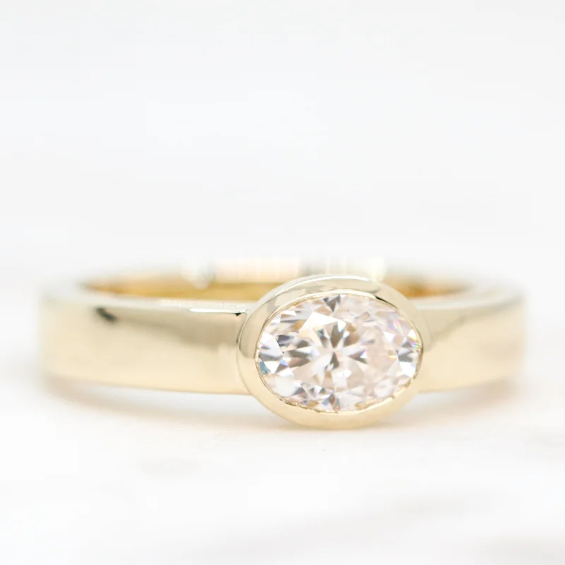 Fashionable rings for everyday wear -Mabel Ring with an Oval Moissanite - Made to Order, Choose Your Gold Tone