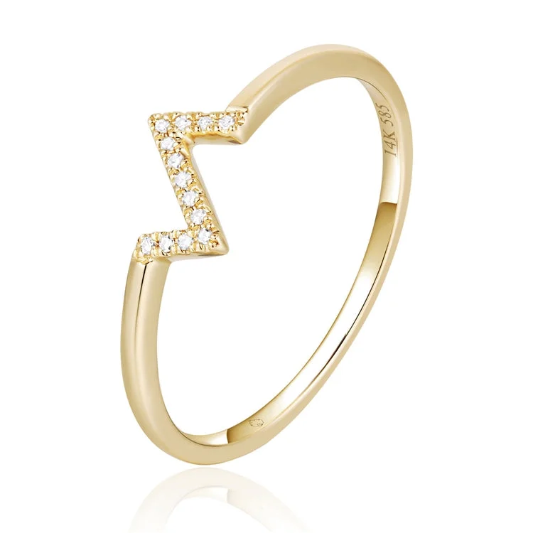 Stylish rings with colored gemstones -Luvente 14K yellow gold fashion ring R04890