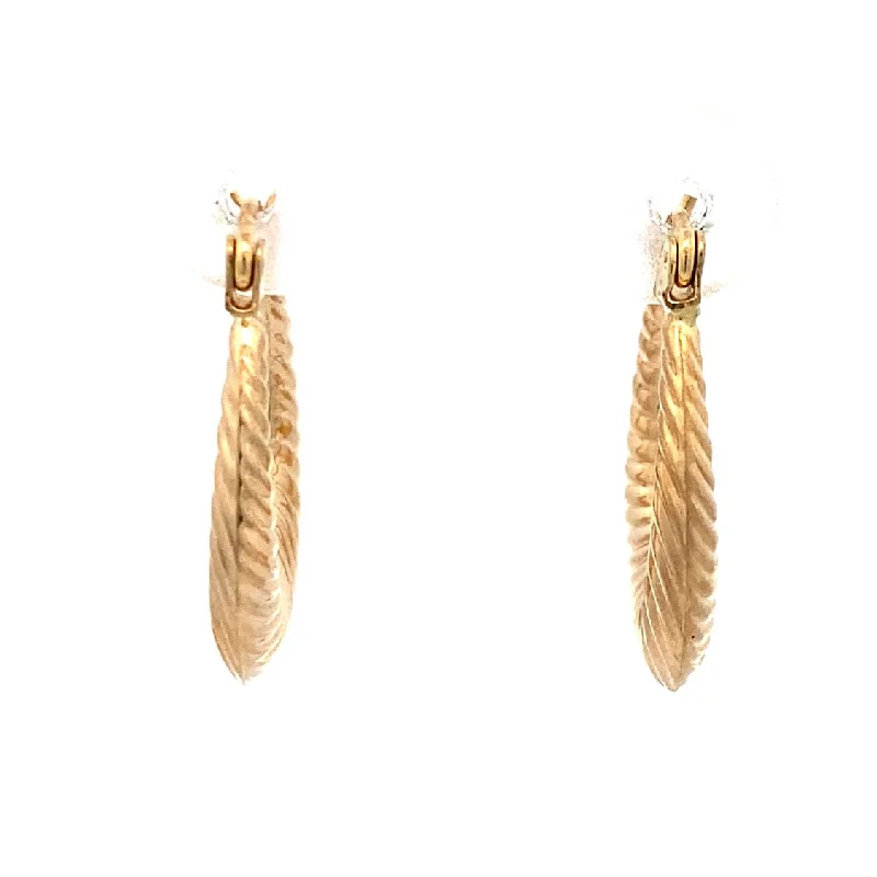 Diamond hoop earrings-Estate Textured Hoop Earrings in Yellow Gold