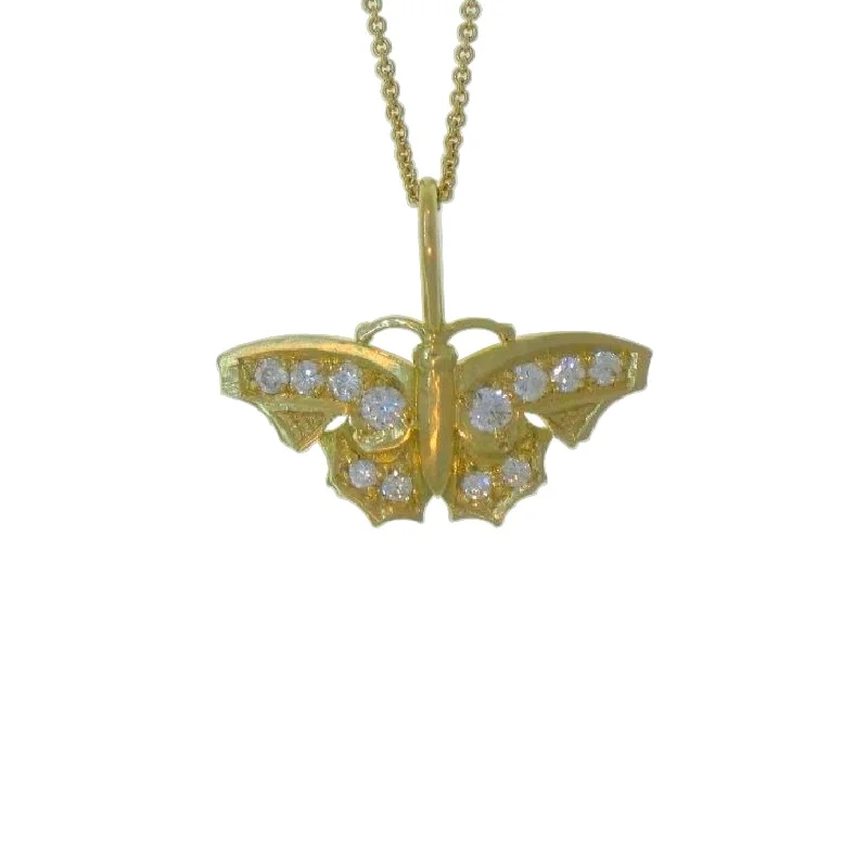 Statement necklaces for evening dresses -Diamond Butterfly Pendant