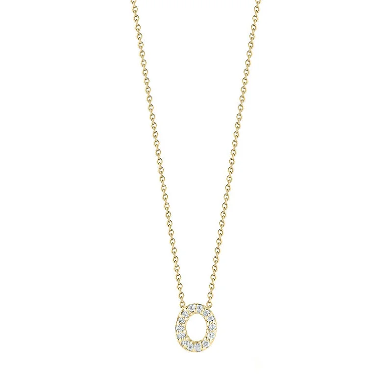 Crystal necklaces for spiritual healing -18K Yellow Gold Tiny Treasures Diamond Love Letter O Necklace