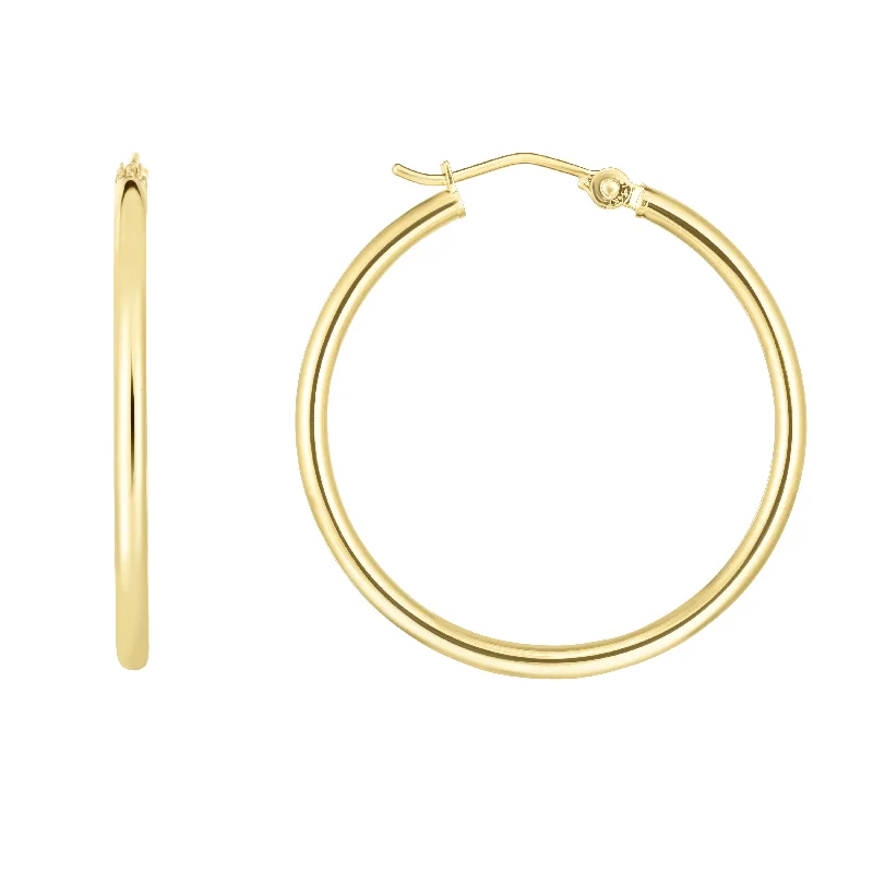 Sterling silver earrings-14K Gold 2x30mm Hoops