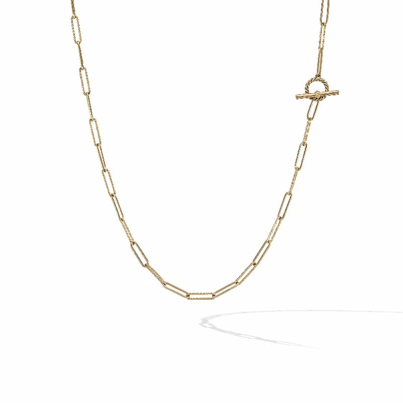 Vintage-inspired pendant necklaces for elegance -DY Madison Elongated Chain Necklace in 18K Yellow Gold