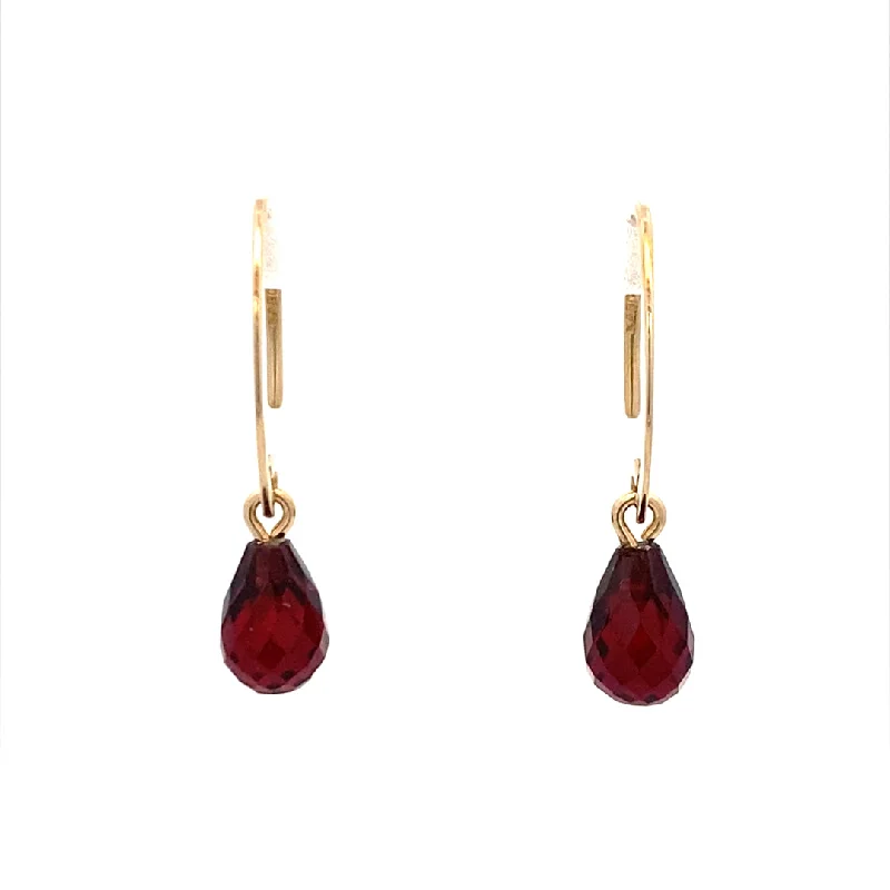 Handmade gold earrings-Garnet Briolette Gemstone Earrings in Yellow Gold