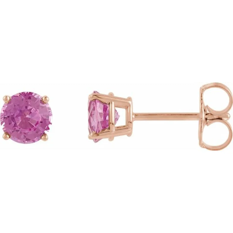 Designer gemstone earrings-14K Rose 4 mm Natural Pink Tourmaline Stud Earrings