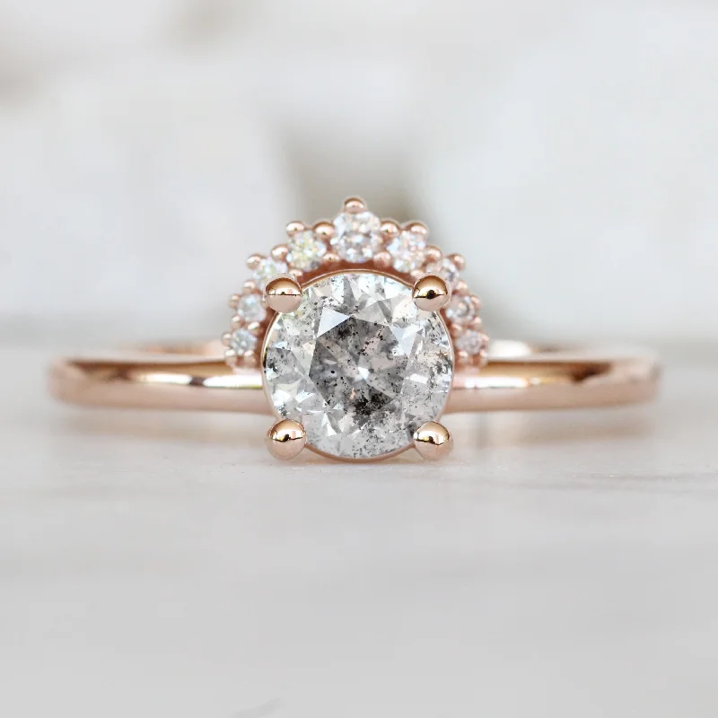 Simple rings for casual wear -Lonnie Ring with a 1.01 Carat Round Gray Salt and Pepper Diamond in 10k Rose Gold - Ready to Size and Ship