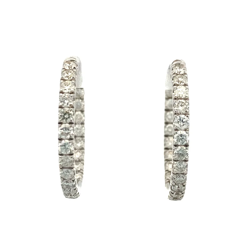 Luxury diamond earrings-2.0ctw Diamond Hoop Earrings in White Gold