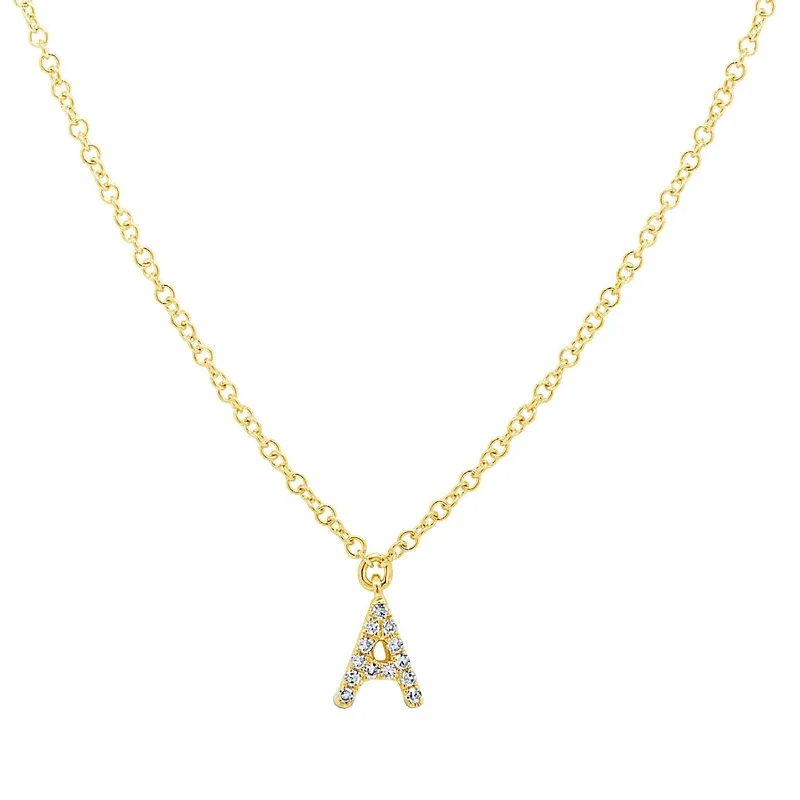 Simple and elegant silver pendant necklaces -Diamond Initial Pendant - Letter A