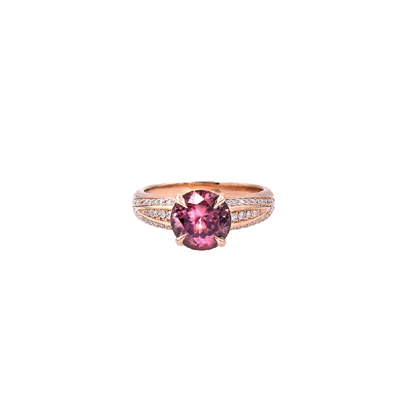 Ring sets for women with matching bands -18 Karat Rose Gold Ring with Zircon and Diamonds