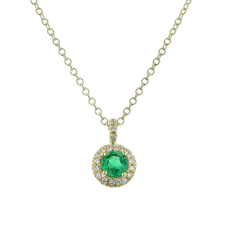 Simple gold necklaces for minimalists -Emerald Halo Pendant Necklace