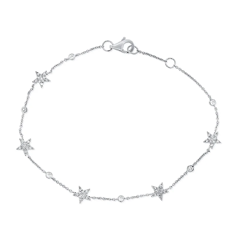 Colorful bracelets for kids with charms -14K White Gold Star Diamond By The Yard Bracelet