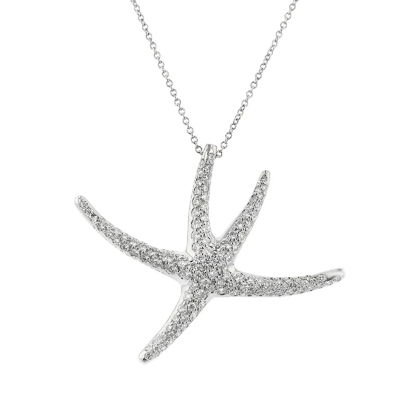 Long pendants with silver chains -Tiffany Elsa Peretti Starfish Diamond Necklace