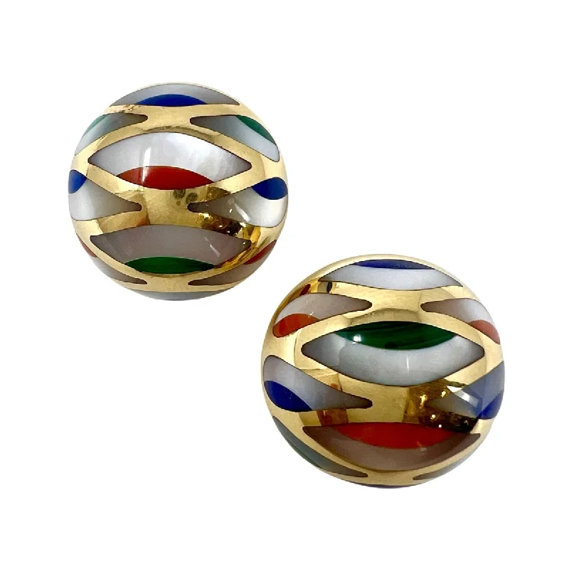 Multi-gemstone stud earrings-Asch Grossbardt 14K Gold Dome Earrings