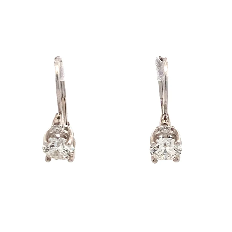 Gemstone drop earrings-Diamond Drop Earrings in White Gold by B&C