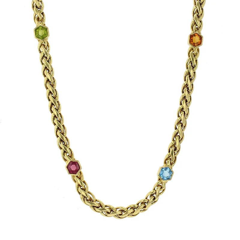 Necklaces with initials and charms -Topaz, Tourmaline, Peridot and Citrine Wheat Necklace