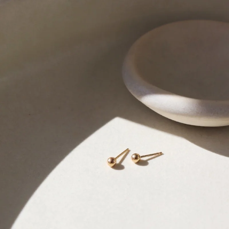 Natural stone earrings-Classic Studs in 14k Gold