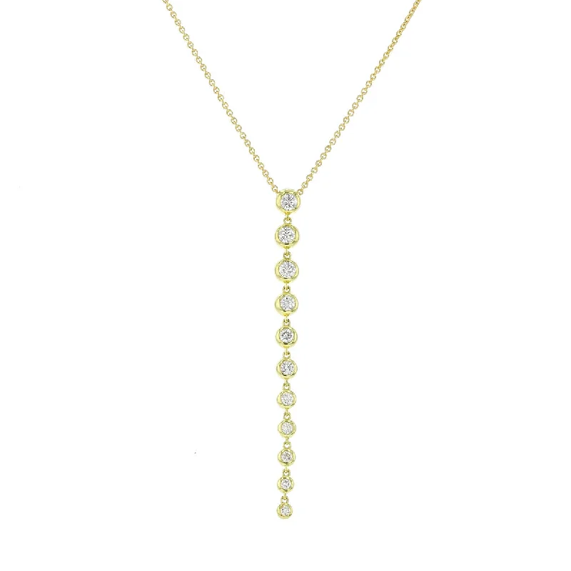 Pearl drop necklaces for evening wear -Diamond Bezel Drop Pendant Necklace