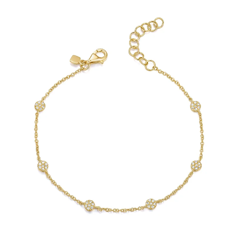 Adjustable friendship bracelets for personal style -14K Yellow Gold Diamond 6 Disc Bracelet