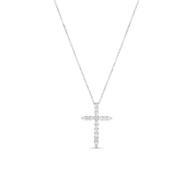 Luxurious gemstone necklaces for evening wear -Tiny Treasures Diamond Bigger Cross Pendant