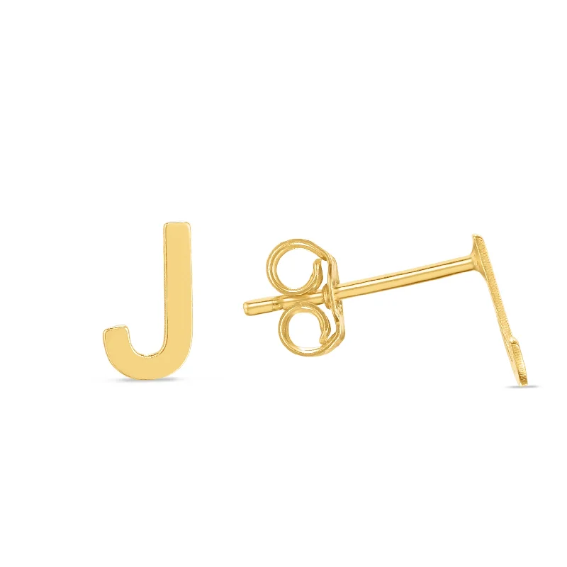 Custom earrings-14K Gold Initial J Stud Earring