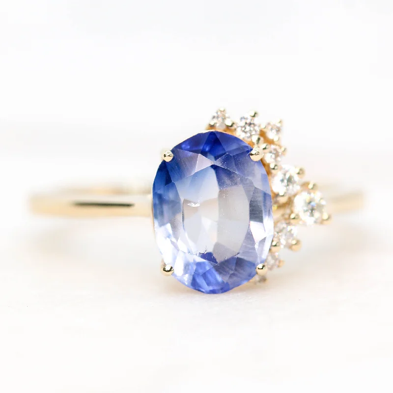 Custom rings with family birthstones -Project: Custom Anila Ring with a 2.5+ Carat Oval Blue Sapphire and White Accent Diamonds in 14k