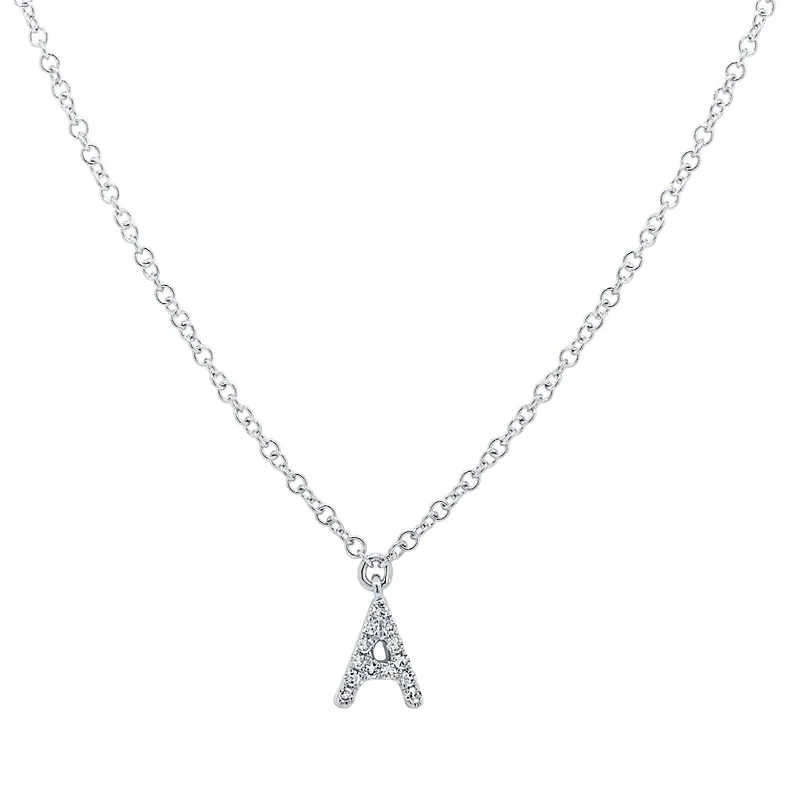 Personalized gemstone necklaces for friends -Diamond Initial Pendant - Letter A