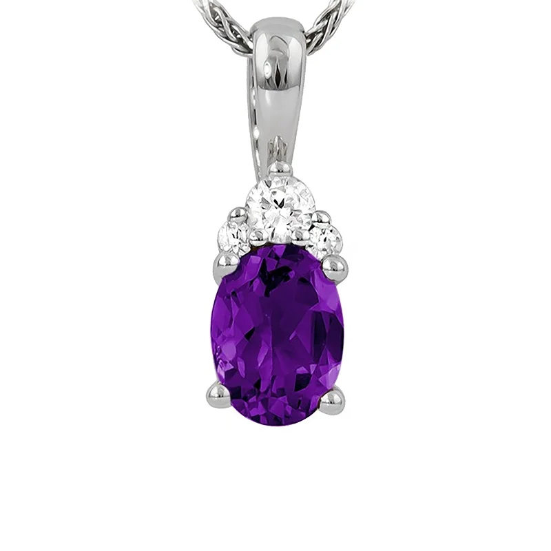 Funky charm necklaces for teens -Amethyst & Diamond Pendant