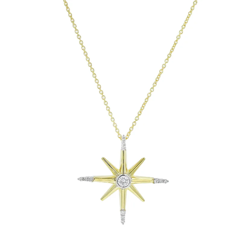 Necklaces for special occasions -18K Gold Diamond Northern Star Pendant Necklace