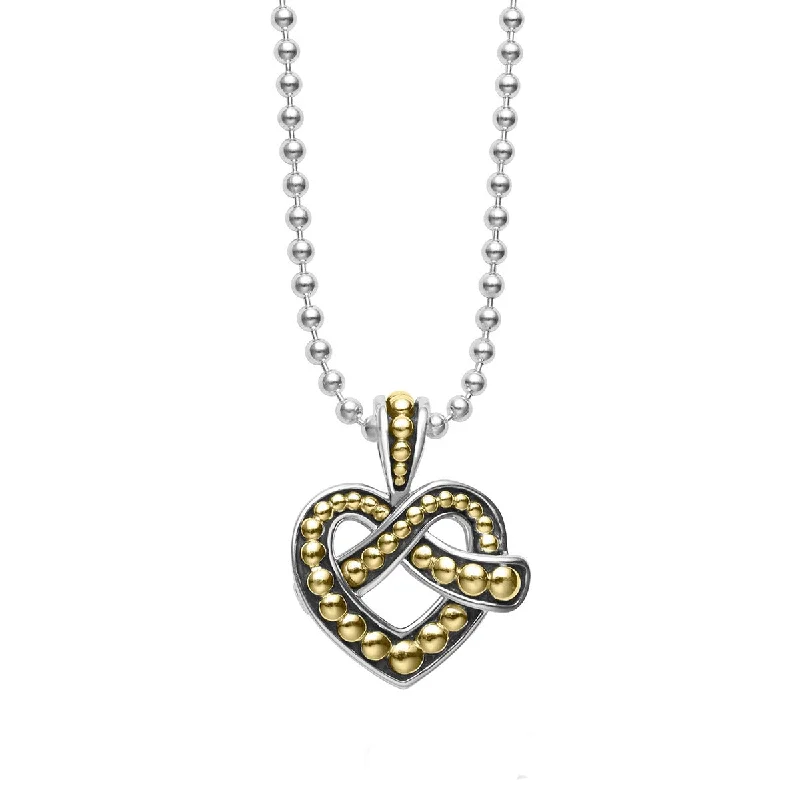 Simple choker necklaces for everyday wear -Two Tone Heart Pendant Necklace