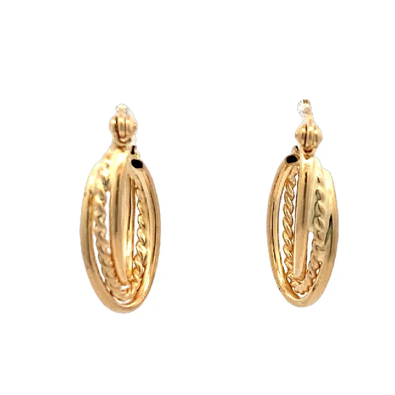 Bold earrings-Estate Fancy Hoop Earrings in Yellow  Gold